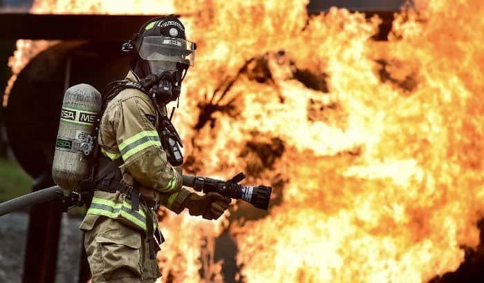 firefighter with a mask
